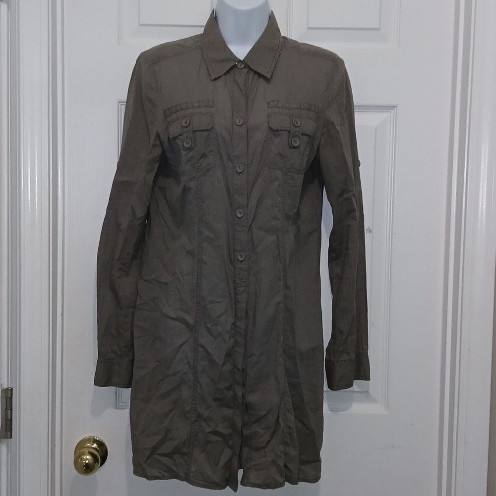 Calvin Klein Jeans partial  button down tunic shirt dress Sz M  NWOT